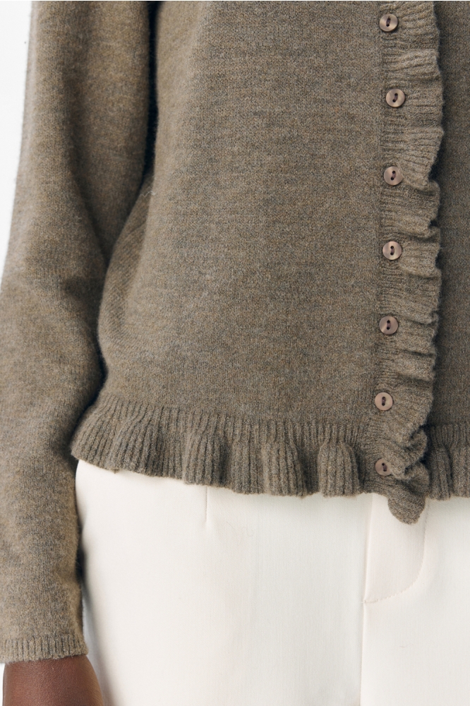 OBJELVA L/S RE KNIT CARDIGAN DIV 23047779 Morel/Melange